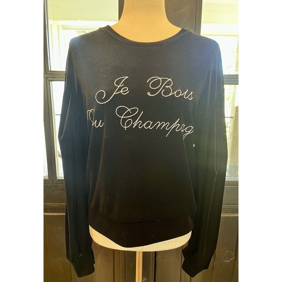 Misa LA Black Velvet "Je Bois Du Champagne" Sweatshirt Size S - Picture 1 of 10